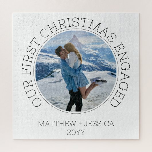Modern Couple Photo Our First Christmas Engaged Legpuzzel (Verticaal)