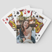 Modern Couple Photo Script "Engaged" Pokerkaarten (Achterkant)
