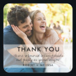 Modern Couple Photo Wedding Bedankt voor je plezie Vierkante Sticker<br><div class="desc">Introductie van onze Modern Couple Photo Wedding Thank You Favor sticker - de perfecte manier om een persoonlijke touch toe te voegen aan uw huwelijksgunsten en uw dankbaarheid uit te drukken aan gasten. Deze sticker is ontworpen met hedendaagse elegantie in het achterhoofd en heeft een strakke en minimalistische esthetiek die...</div>