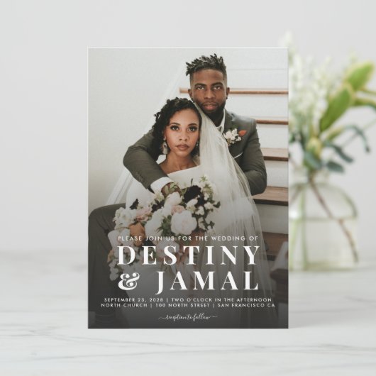 Modern Couple Photo Wedding Kaart (Staand voorkant)