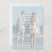Modern Couple Photo White Overlay Wedding Kaart (Voorkant)