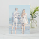 Modern Couple Photo White Overlay Wedding Kaart (Staand voorkant)