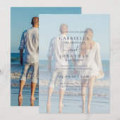 Modern Couple Photo White Overlay Wedding Kaart (Voorkant / Achterkant)