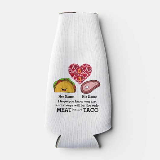 Modern Couple taco en vleesliefhebbers op aangepas Flesjeskoeler (Voorkant)