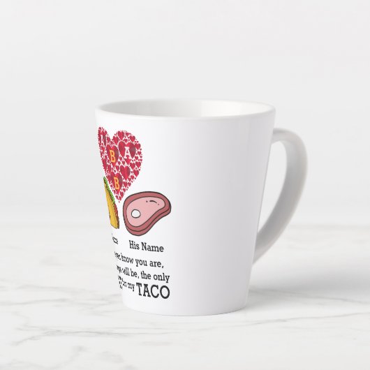 Modern Couple taco en vleesliefhebbers op aangepas Latte Mok (Rechterhoek)