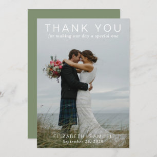 Modern Couple Wedding Green Bedankkaart