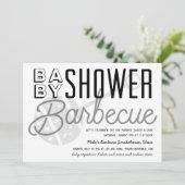 Modern Couples Baby shower Barbecue Black & White Kaart (Staand voorkant)