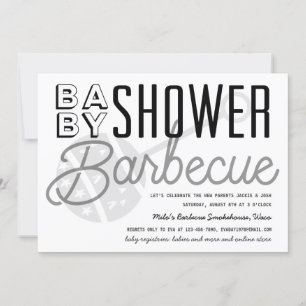 Modern Couples Baby shower Barbecue Black & White Kaart