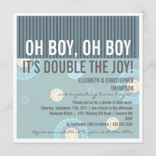 Modern Couples Twin Boy Baby shower Invitation Kaart