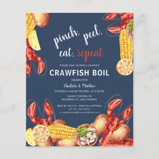 Modern Couples Verloving Crawfish Boil Invitation (Voorkant)