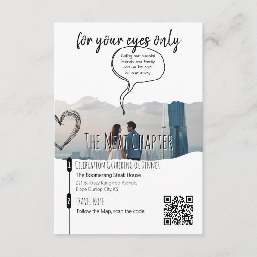 Modern Courthouse Elopement Huwelijksfeest Informatiekaartje (Voorkant)