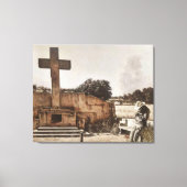 Modern Cowboy Biker checking his GPS. Canvas Afdruk (Voorkant)