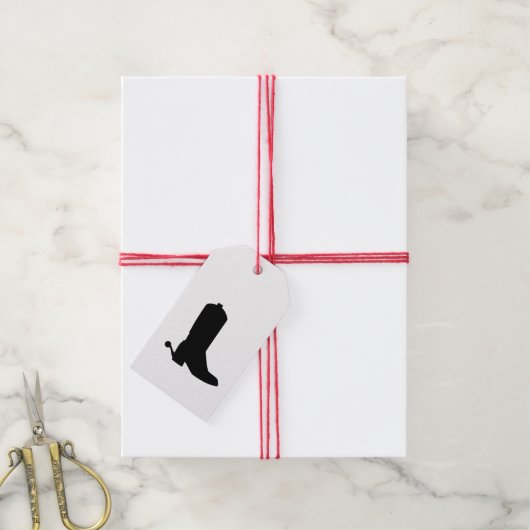 Modern Cowboy Boot Spurs Silhouette Black White Cadeaulabel (Met Touw)