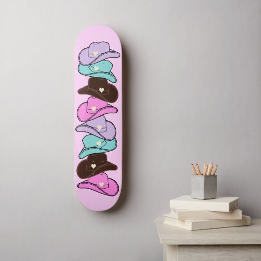 Modern Cowboy Pet Stack Pink Persoonlijk Skateboard (Muurkunst)