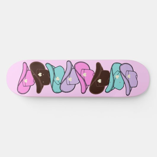 Modern Cowboy Pet Stack Pink Persoonlijk Skateboard (Horizontaal)