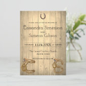 Modern Cowboy, Wood Rustic Wedding Day Kaart (Staand voorkant)