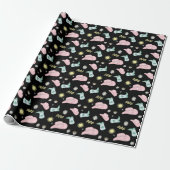 Modern Cowgirl Aquarius Zodiac Pattern Black Cadeaupapier (Uitgerold)