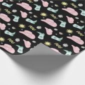 Modern Cowgirl Aquarius Zodiac Pattern Black Cadeaupapier (Hoek)