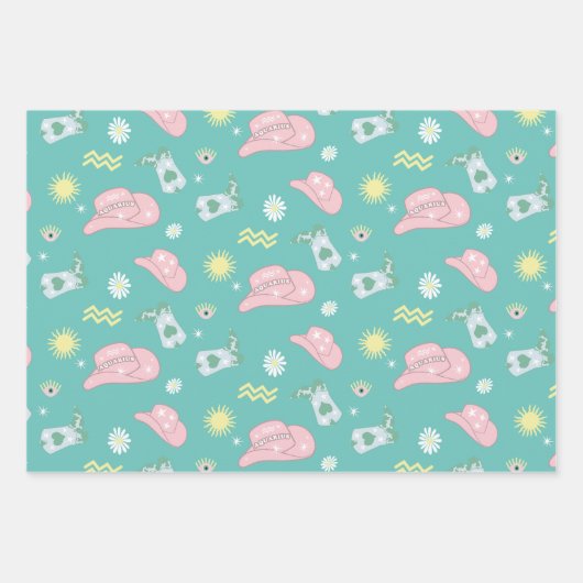 Modern Cowgirl Aquarius Zodiac Pattern roze Inpakpapier Vel (Voorkant 3)
