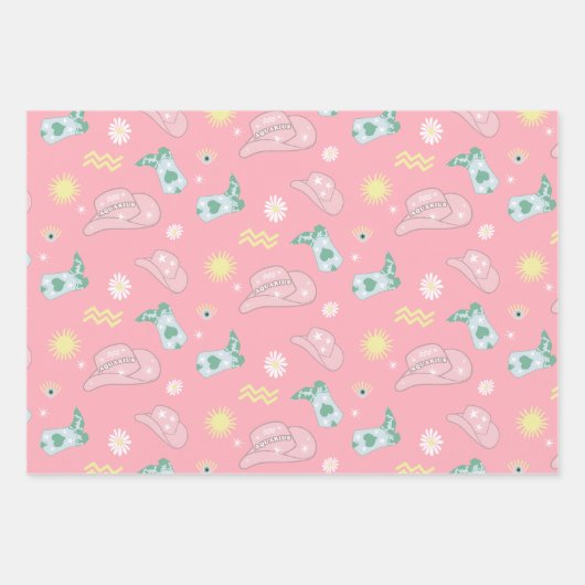 Modern Cowgirl Aquarius Zodiac Pattern roze Inpakpapier Vel (Voorkant)