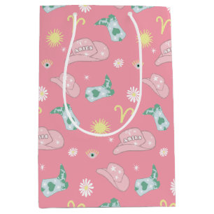 Modern Cowgirl Aries Zodiac Pattern roze Medium Cadeauzakje