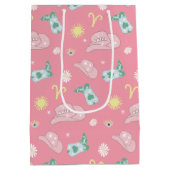 Modern Cowgirl Aries Zodiac Pattern roze Medium Cadeauzakje (Achterkant)