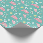 Modern Cowgirl Cancer Zodiac Pattern Blauwgroen Cadeaupapier (Hoek)