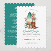 Modern Cowgirl Coastal Blauwgroen vrijgezellenfees Kaart (Voorkant / Achterkant)