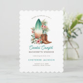 Modern Cowgirl Coastal Blauwgroen vrijgezellenfees Kaart (Staand voorkant)
