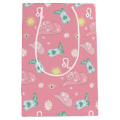 Modern Cowgirl Leo Zodiac Pattern Boho Pink Medium Cadeauzakje (Voorkant)