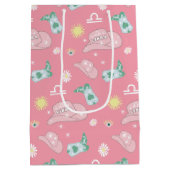 Modern Cowgirl Libra Zodiac Pattern Boho Pink Medium Cadeauzakje (Achterkant)