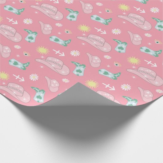 Modern Cowgirl Sagittarius Zodiac Pattern Boho Cadeaupapier (Hoek)