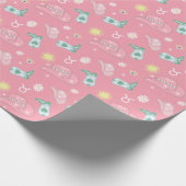 Modern Cowgirl Taurus Zodiac Pattern Boho Pink Cadeaupapier (Hoek)