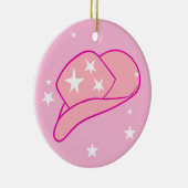 Modern Cowgirl Western Pet Roze Keramisch Ornament (Rechts)