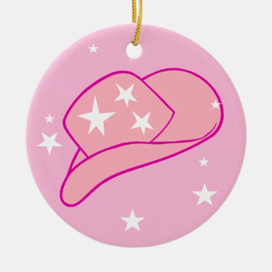 Modern Cowgirl Western Pet Roze Keramisch Ornament (Voorkant)