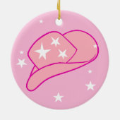 Modern Cowgirl Western Pet Roze Keramisch Ornament (Achterkant)