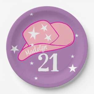Modern Cowgirl Western Pet Roze meisje 21ste verja Papieren Bordje