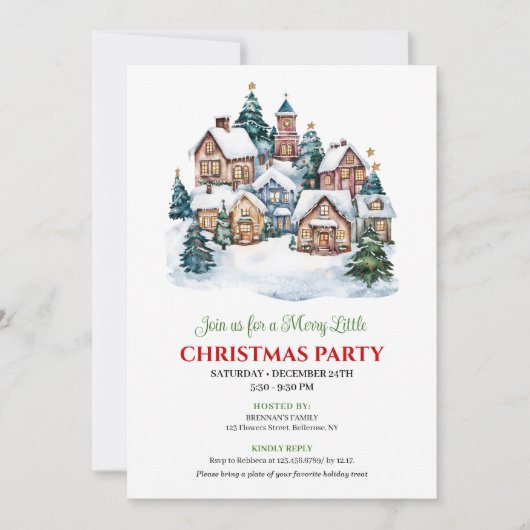 Modern cozy Christmas scene festive dinner invite Kaart (Voorkant)