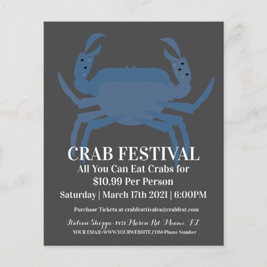 Modern Crab Festival Crab Restaurant Fundraiser Flyer (Voorkant)