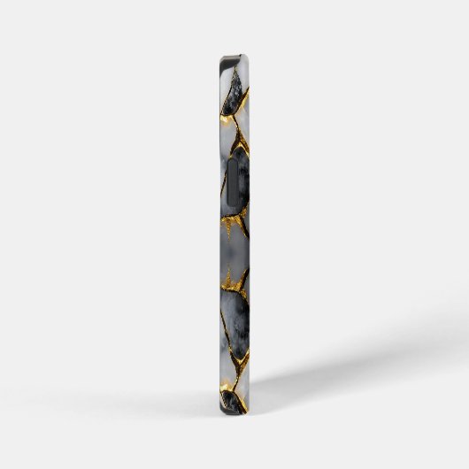 Modern Cracked Gold White & black marble iPhone Hoesje (Rechterkant)