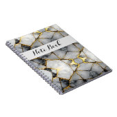 Modern Cracked Gold White & black marble Notitieboek (Rechterzijde)