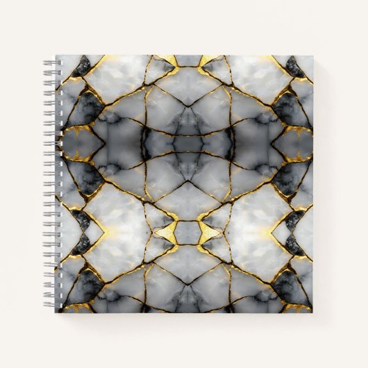 Modern Cracked Gold White & black marble Notitieboek (Voorkant)