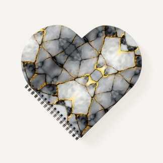 Modern Cracked Gold White & black marble Notitieboek