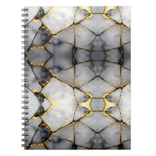 Modern Cracked Gold White & black marble Notitieboek (Voorkant)