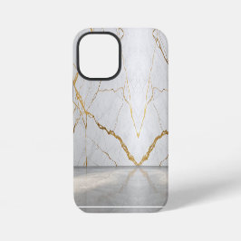 Modern Cracked Gold White marble Stylist iPhone 12 Mini Hoesje