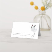 Modern Crane Bird Names Date Wedding Plaatskaartje (Voorkant)