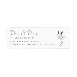 Modern Crane Script de heer Mrs Wedding Return Add Etiket