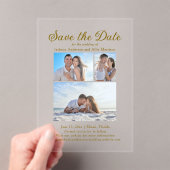 Modern Cream 4 Foto 2 Zijde Boog Huwelijk Acryl Uitnodigingen (Insitu (Draagbaar))