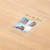 Modern Cream 4 Foto 2 Zijde Boog Huwelijk Acryl Uitnodigingen (Laagn)