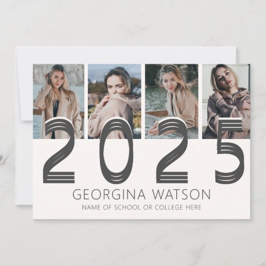 Modern Cream 5 Photo Afstuderen Aankondiging (Voorkant)
